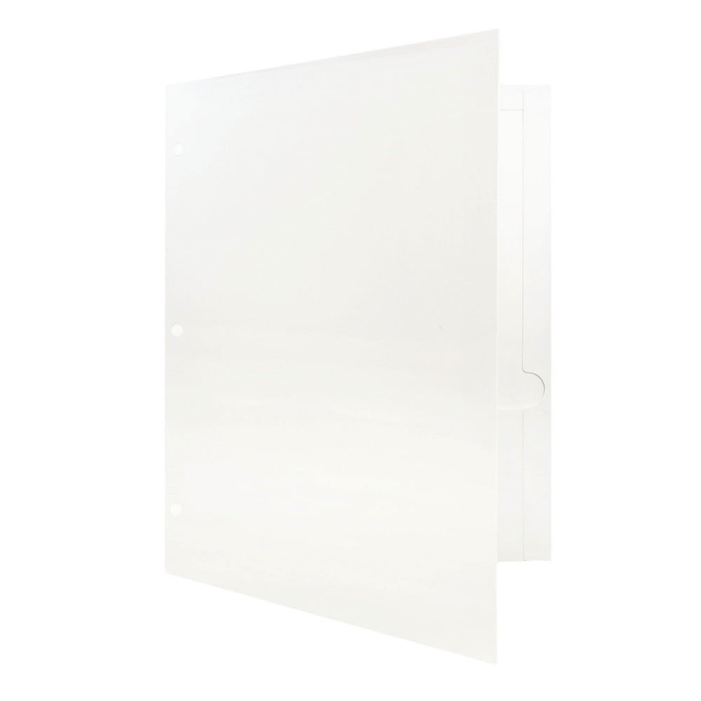 JAM Paper Glossy 3 Hole Punch Folders, White, 25/Pack