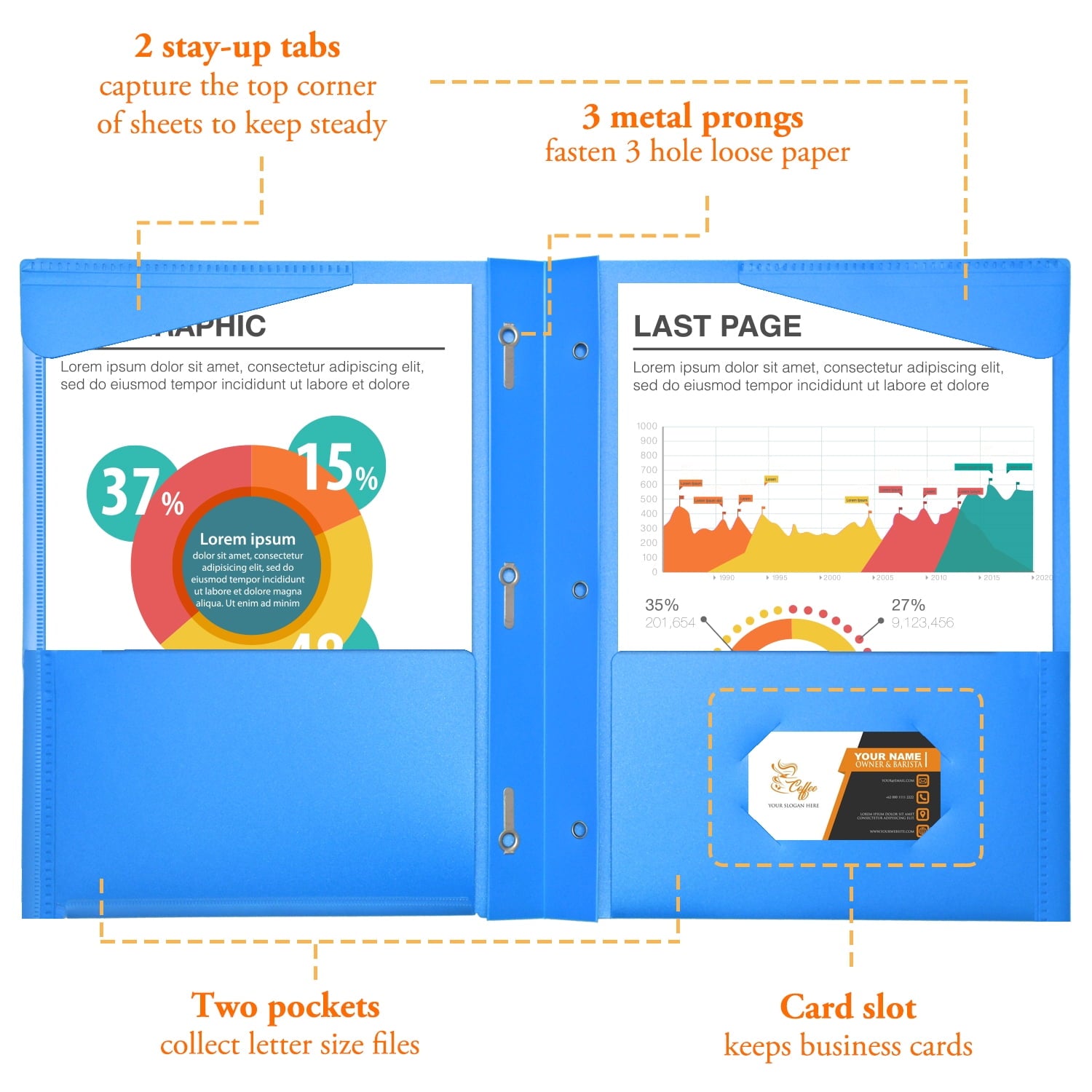 RYWESNIY 3 Prong Pocket Folders with Clear Front Pocket ,Heavy Duty Plastic Folders ,Assorted Colors,8 Pack