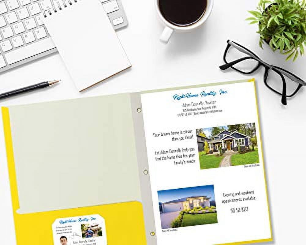 Yellow Paper 2 Pocket Folders with Prongs, 50 Pack, by Better Office Products, Matte Texture, Letter Size Paper Folders, 50 Pack, with 3 Metal Prong Fastener Clips, Yellow