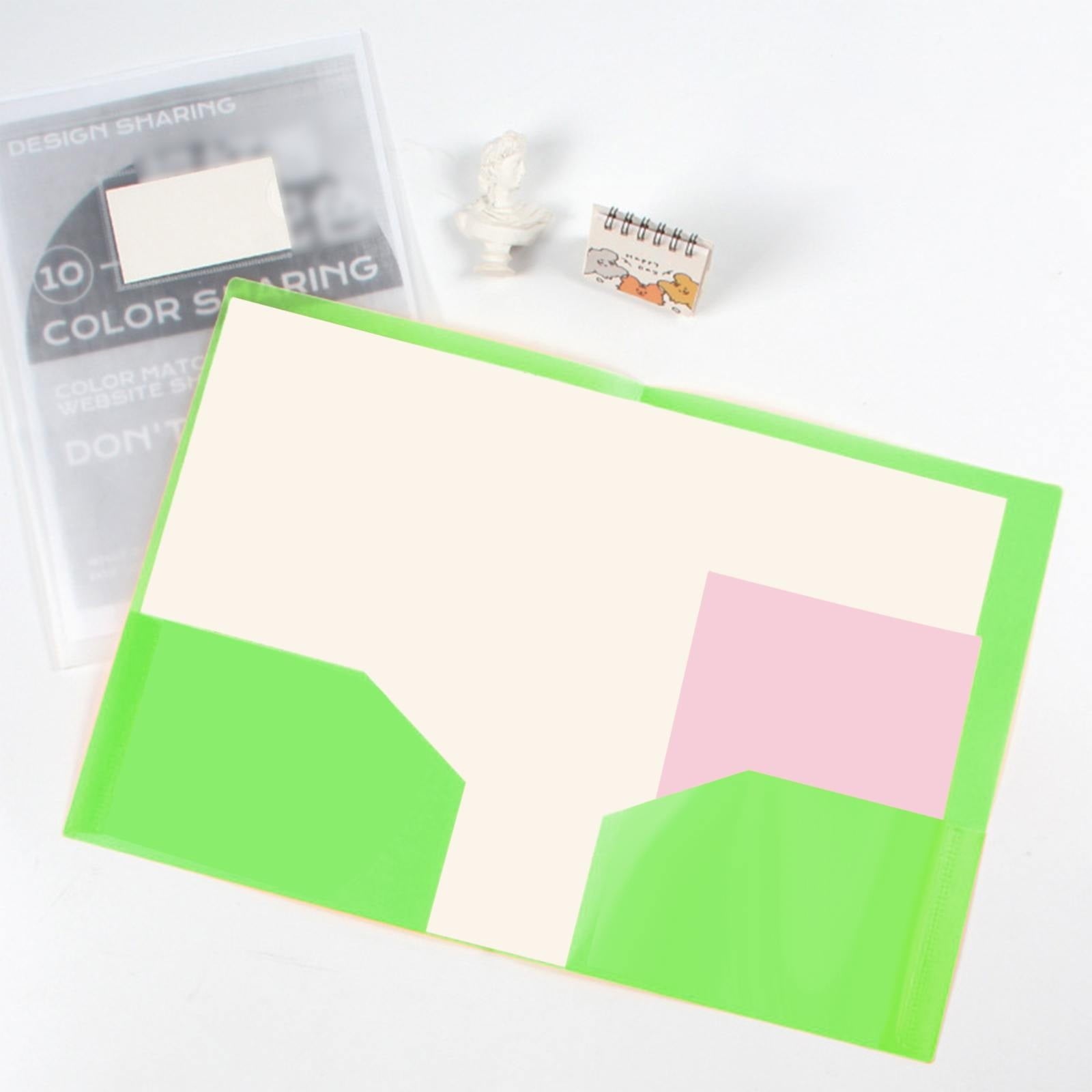 Yuseik Clearance Color Folder Green, Pack Plastic Pocket Folder Heavy Duty Folders with Pockets Fit A4 Letter Size Paper for School, Office Cabinet, (Folder*1)