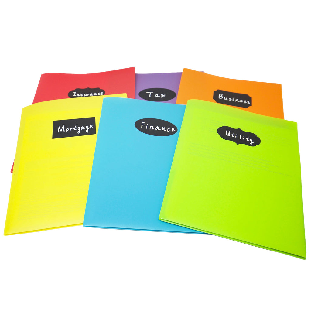 Youngever 12 Pack Plastic Pocket Folders - Heavy Duty Plastic 2 Pocket Folder, in 6 Colors