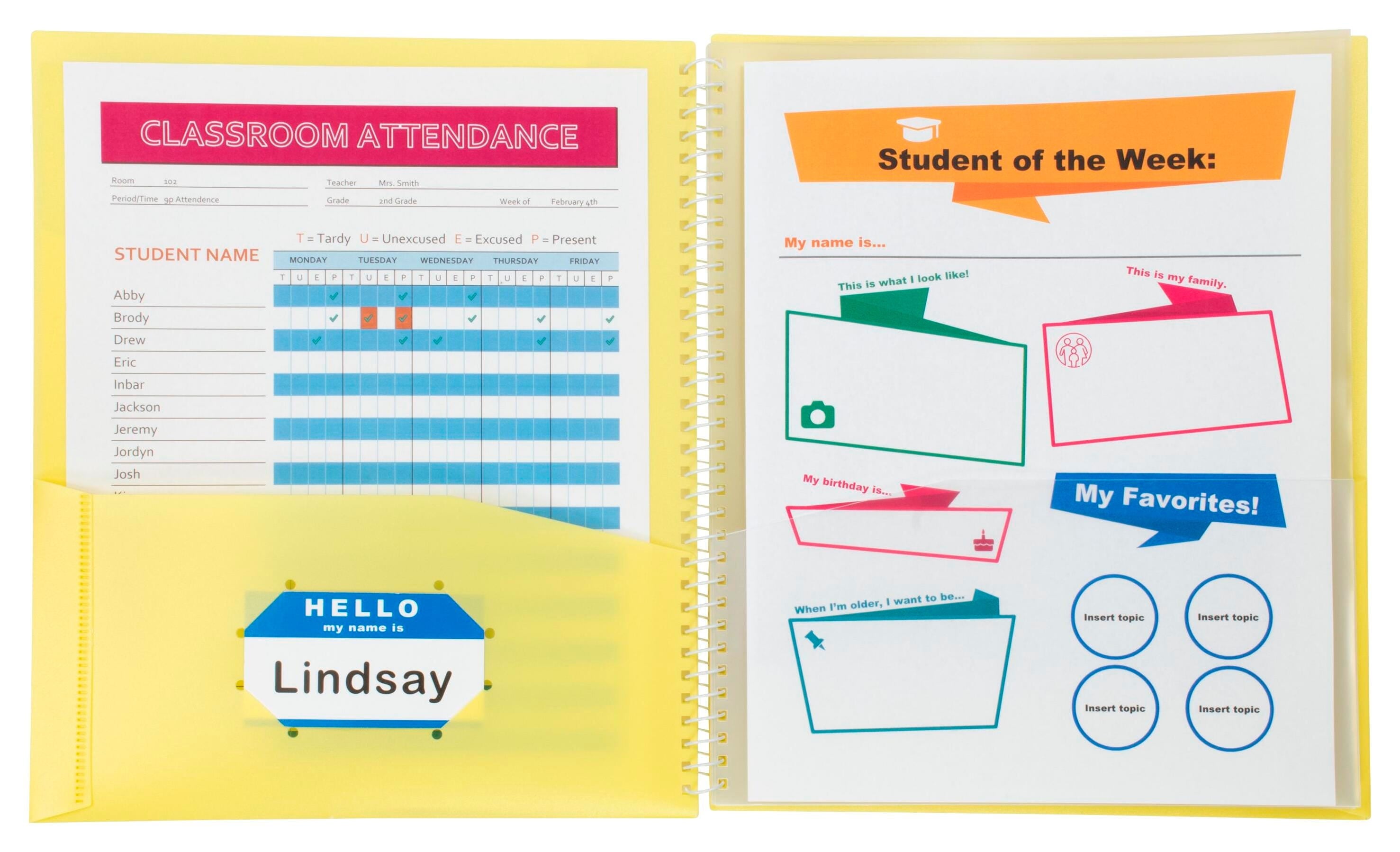 C-Line Spiral Poly Portfolio, 8-1/2 x 11 Inches, 8 Pockets, Assorted Colors