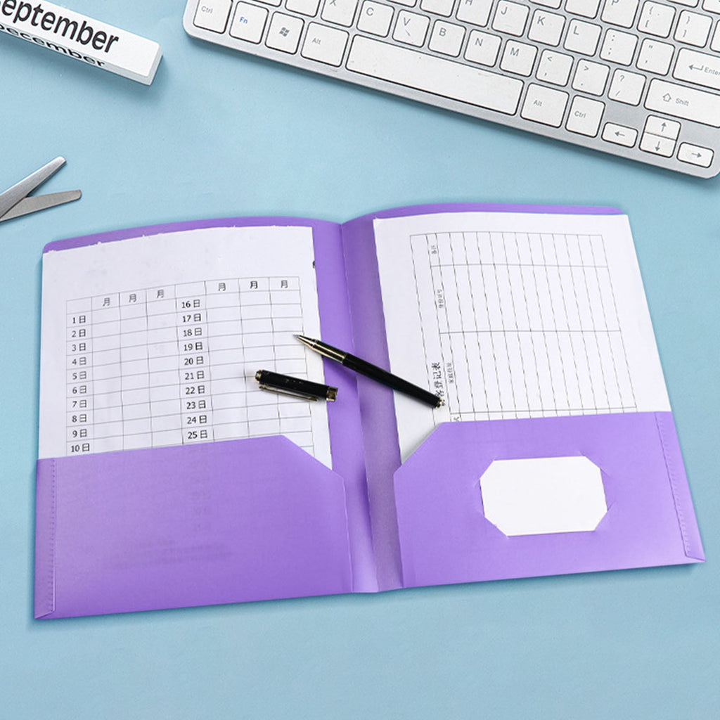 yulier Plastic Folders with Pockets and Business Card Holder, Heavy Duty File Folders 2 Pocket Folders for Documents, Cute Plastic Folders for Filing Cabinet, School, Office - Letter Size
