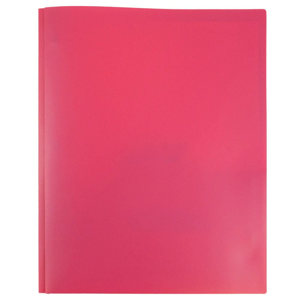JAM Paper Plastic 2 Pocket School POP Folders with Metal Prongs Fastener Clasps, Fuchsia Hot Pink, 3/Pack