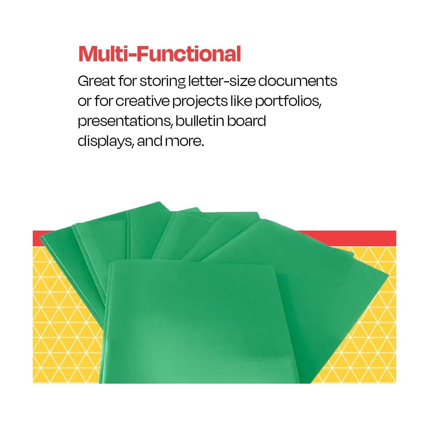 2-Pocket Poly Folders with Fasteners, Green, Pack of 25