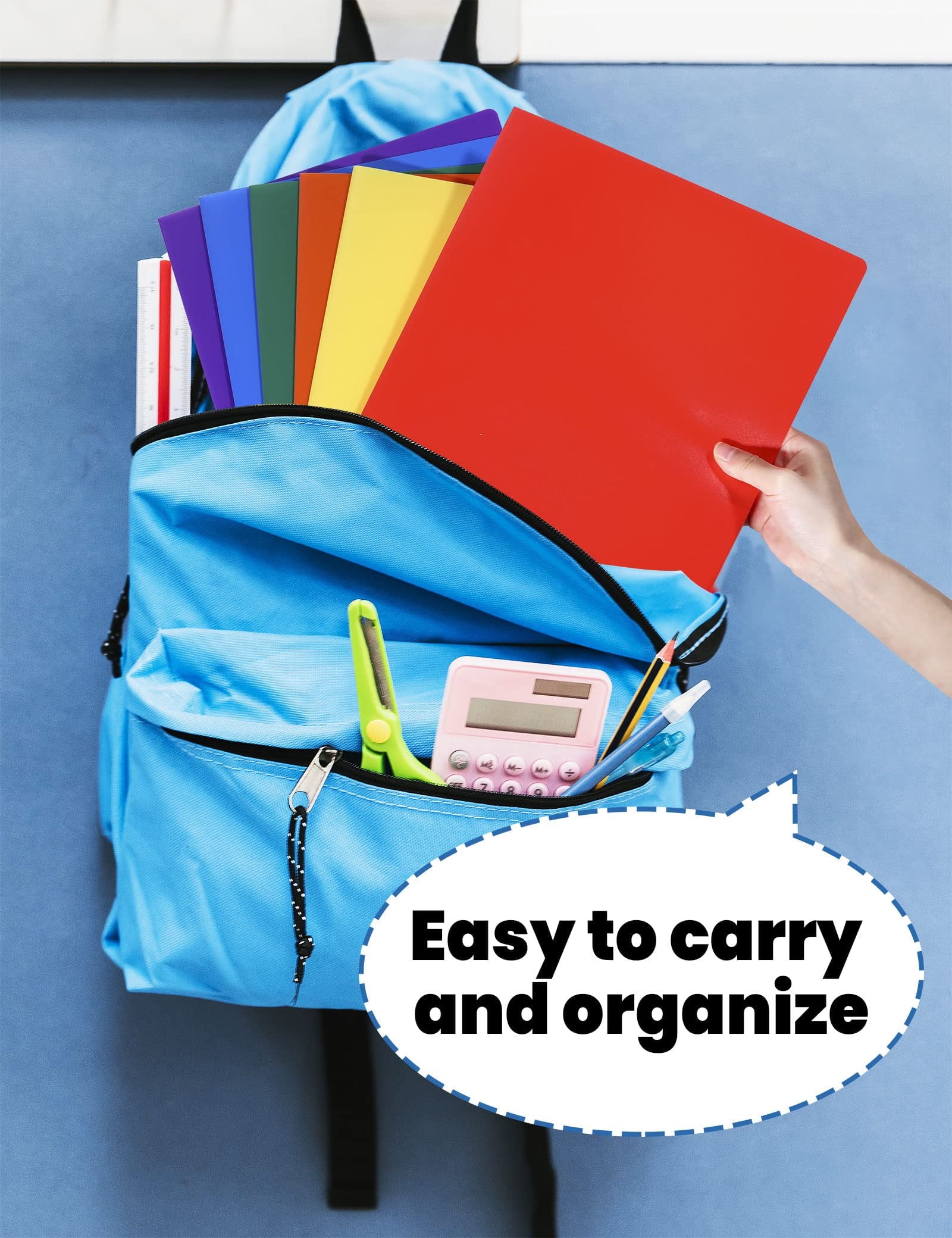 SUNEE Plastic Folders with Pockets, Plastic Work Home Folders,Assorted Colors,Letter Size, 6 Pack