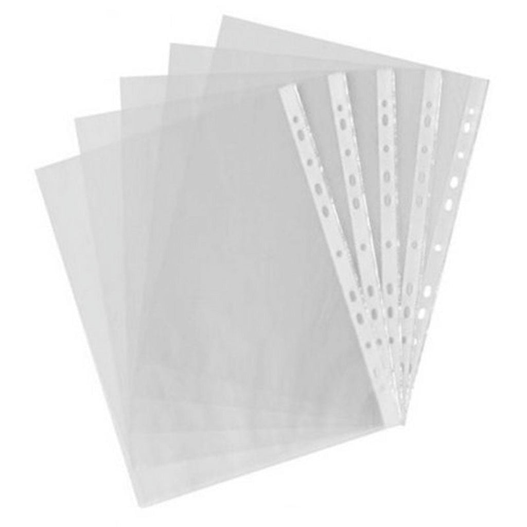 100pcs A4 PP Punched Punch Pockets Folders Filing Wallets Sleeves Bag Transparent 0.03mm