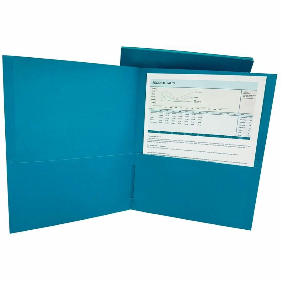 Business Source, BSN78555, 8-1/2x11 Double Pocket Portfolio, 25 / Box, Teal