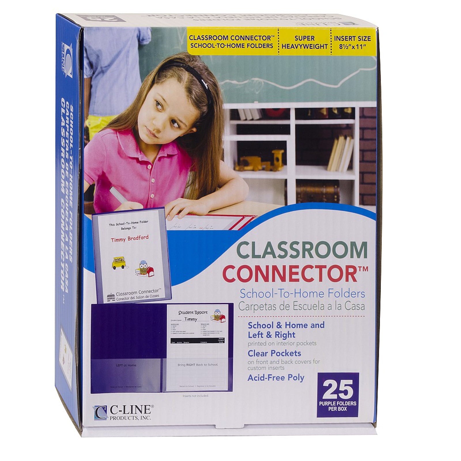 C-Line Classroom Connector School-To-Home Folders, Purple, Box of 25