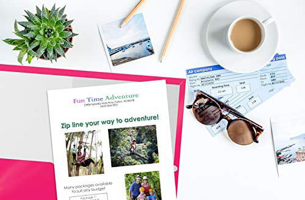 2 Pocket Glossy Laminated Neon Paper Folders, Letter Size, Neon Paper Portfolios by Better Office Products, Box of 48-4 NEON Colors