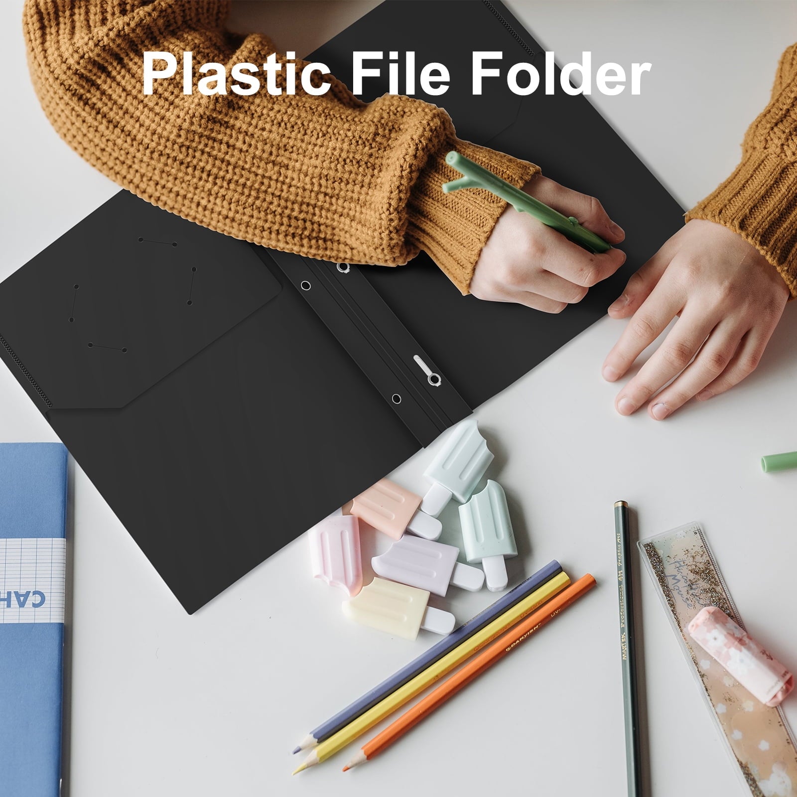 ViVin Heavy-duty Plastic Folder with 2 Pocket and 3-Prong Fasteners 12 Pack, Letter Size Assorted Colors