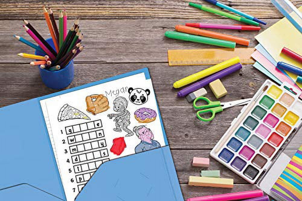 Heavyweight Light Blue Plastic 2 Pocket Portfolio Folder, 24 Pack, Letter Size Poly Folders, by Better Office Products, 24 Pack, Light Blue