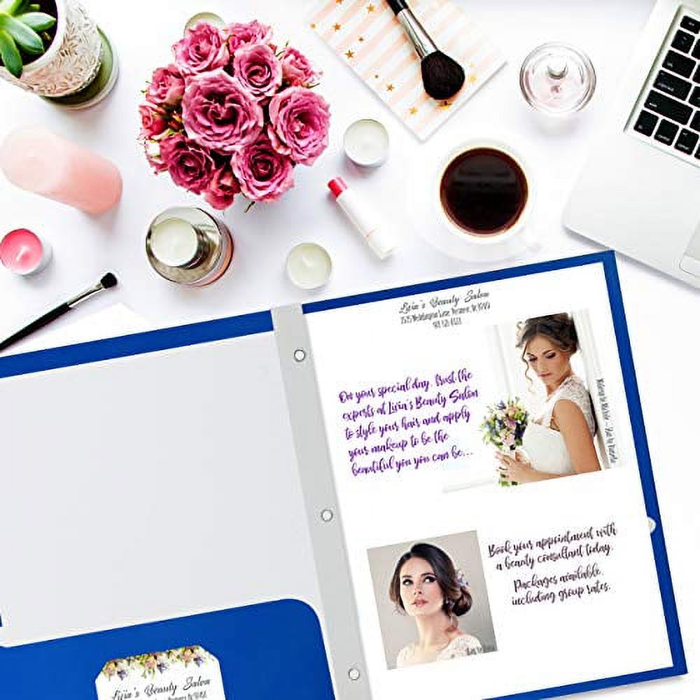 2 Pocket Glossy Laminated Paper Folders with Prongs, Assorted Colors, Letter Size, Paper Portfolios with 3 Metal Prong Fasteners, by Better Office Products, Box of 25-Assorted Colors (with prongs)