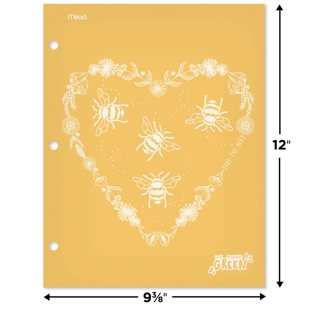 Mead We Mean Green 2-Pocket Paper Folder, 2 Pack, Yellow and Green (331761FB-WMT)