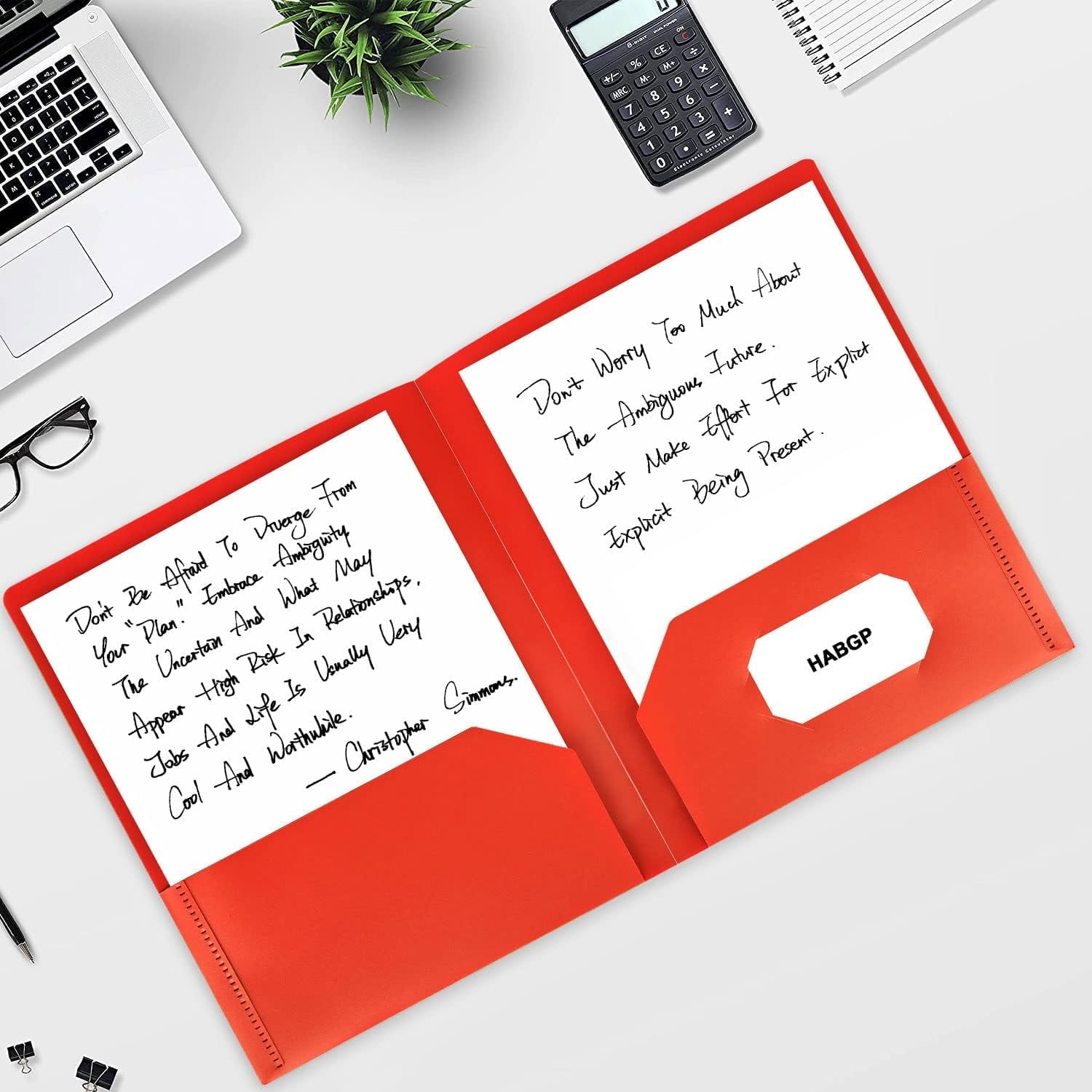 Futhstar Plastic Folders with Pockets, 6 Color Heavy Duty Two Pocket Folder Business Card Holder for Office High School(Multi-color)