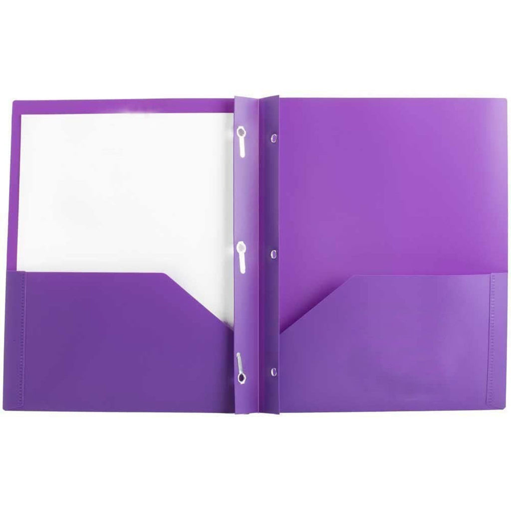 Koadzawe 3-Prong 2-Pocket Poly Folder with Fasteners, 1Pc Plastic Folders with Pockets and Prong Holds Letter Size Paper,Heavy Duty Folder for Office and Home,Plastic Folders with Pockets and Prongs