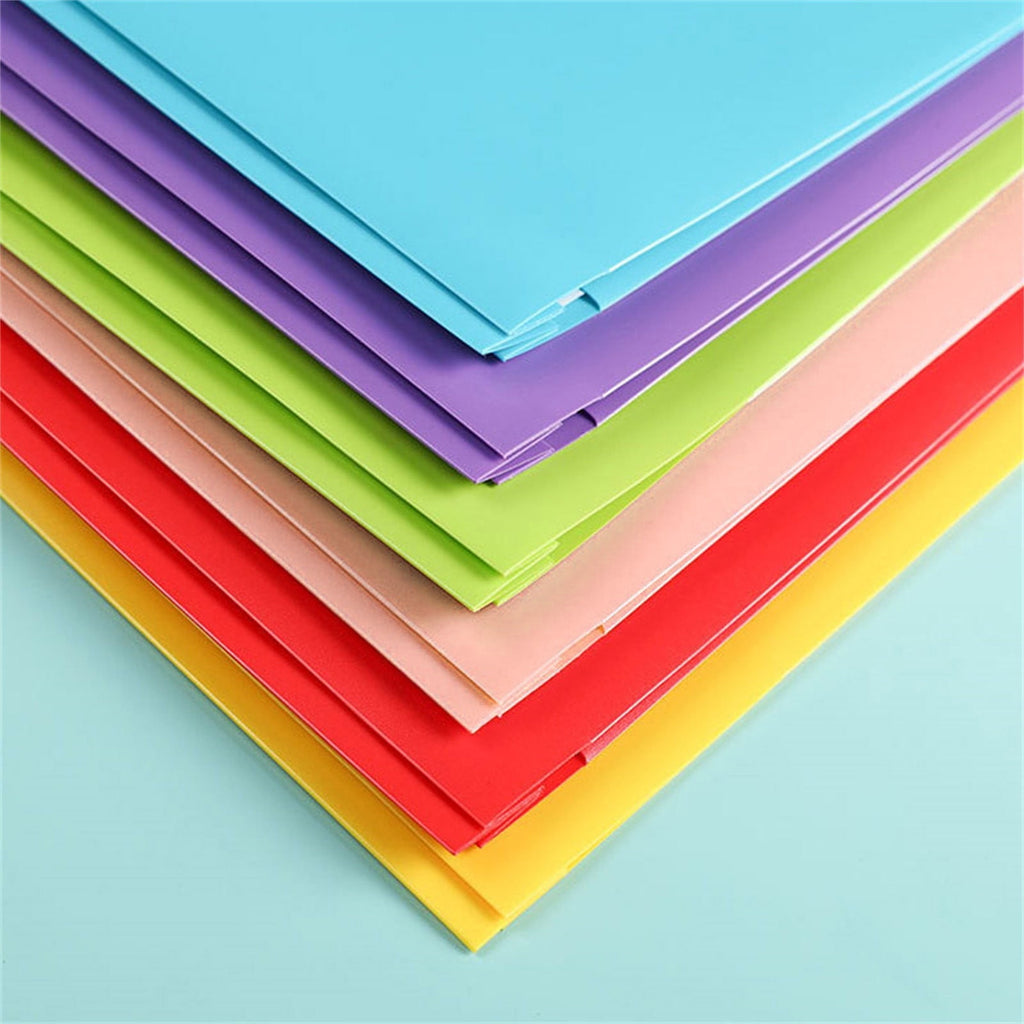 Heavy Duty Plastic Folder, Pocket Folder with brads, Letter Size Poly File, Plastic Folders with 3 Prongs Fasteners - Light Red