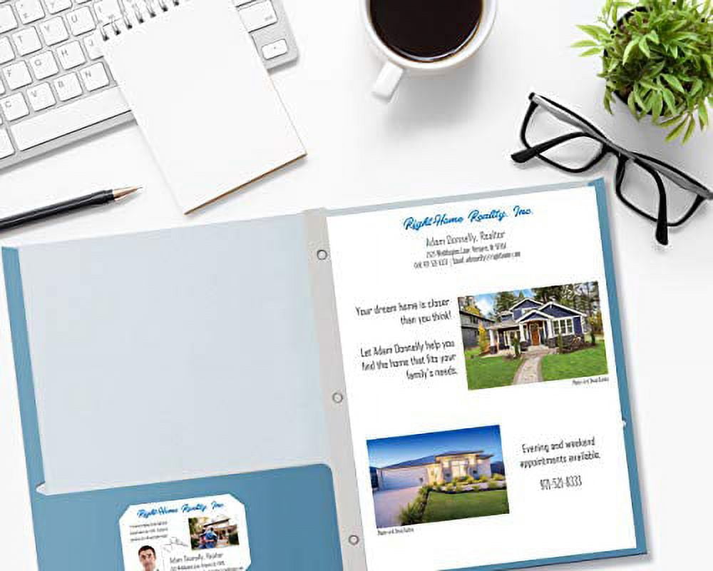 Light Blue Paper 2 Pocket Folders with Prongs, 50 Pack, by Better Office Products, Matte Texture, Letter Size Paper Folders, 50 Pack, with 3 Metal Prong Fastener Clips, Light Blue