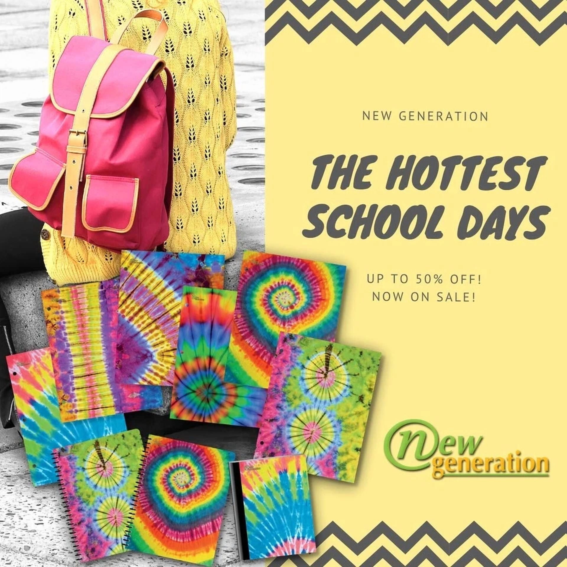 New Generation - Tie Dye - 2 Pocket Folders, Letter Size With 3 Hole Punch To...