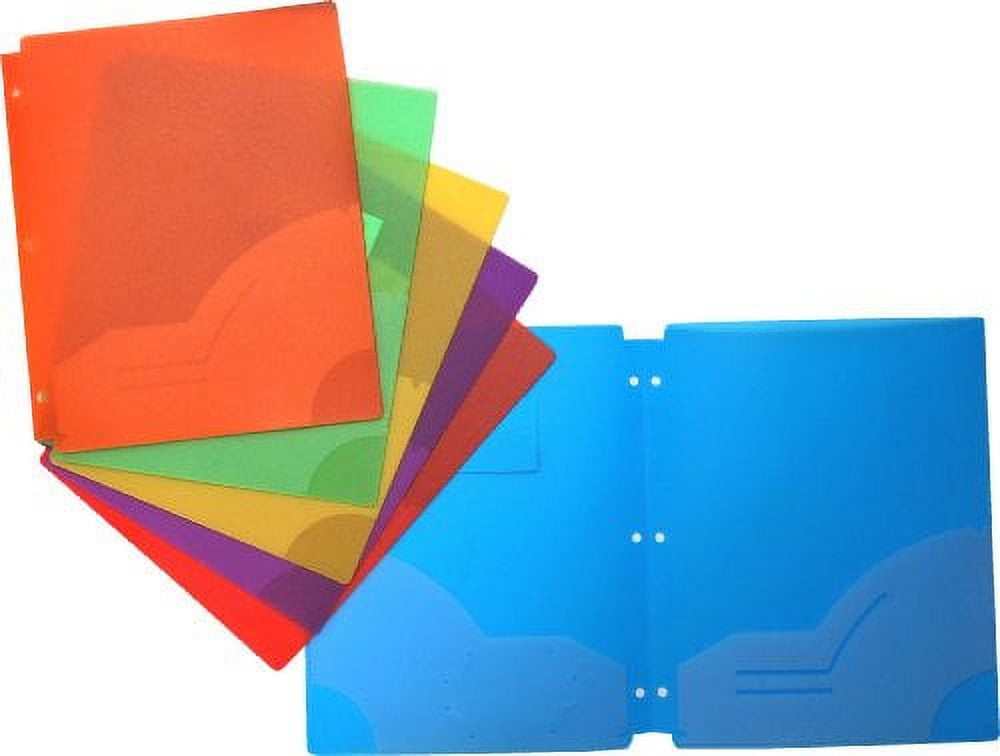 Filexec Two Pocket Folder- 3-Hole Punched- Assorted Colors- Pack 12
