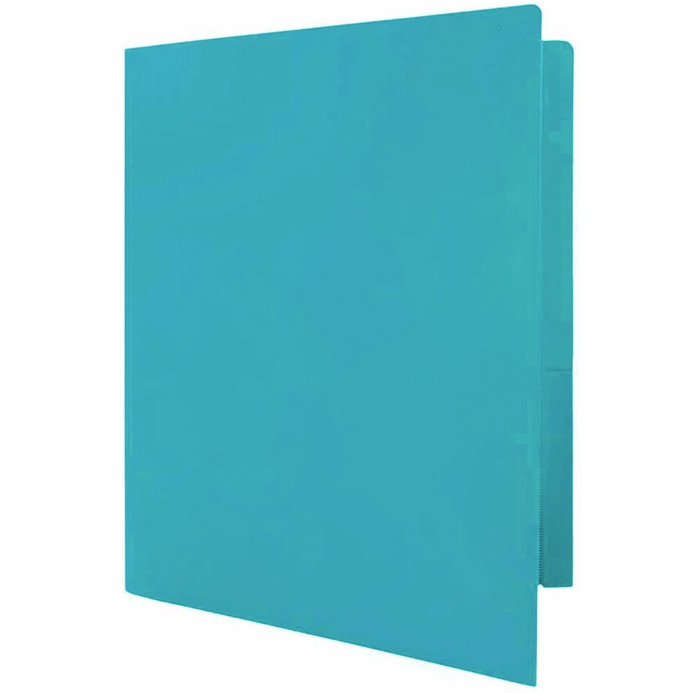 JAM Paper Heavy Duty Plastic 2 Pocket School Folders, Teal Blue, 3/Pack