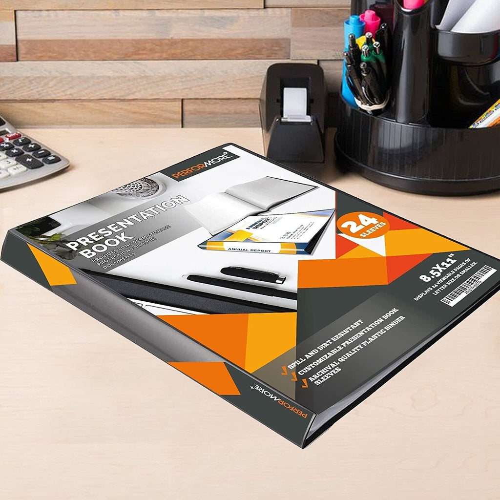 2 Pack of Presentation Folder, 24 Pocket Presentation Display Book (Black) with Plastic Sleeves