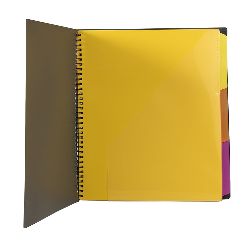 JAM Paper & Envelope Plastic Multi-Pocket Folder, 12 Pockets, Smoke Grey