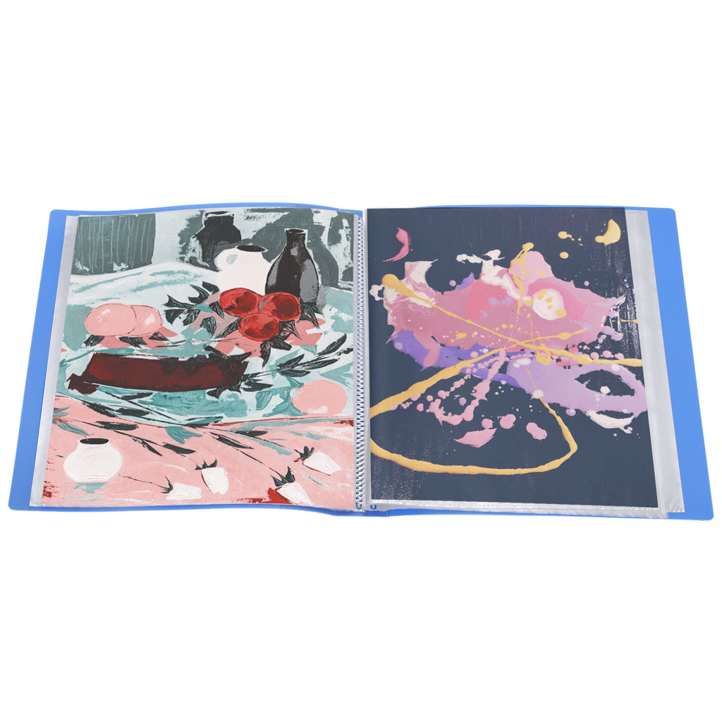 Uxcell 11.6 x 8.3'' Portfolio Binder Folder, 100 Pages Presentation Book with Clear Plastic Protector Sleeve, Light Blue