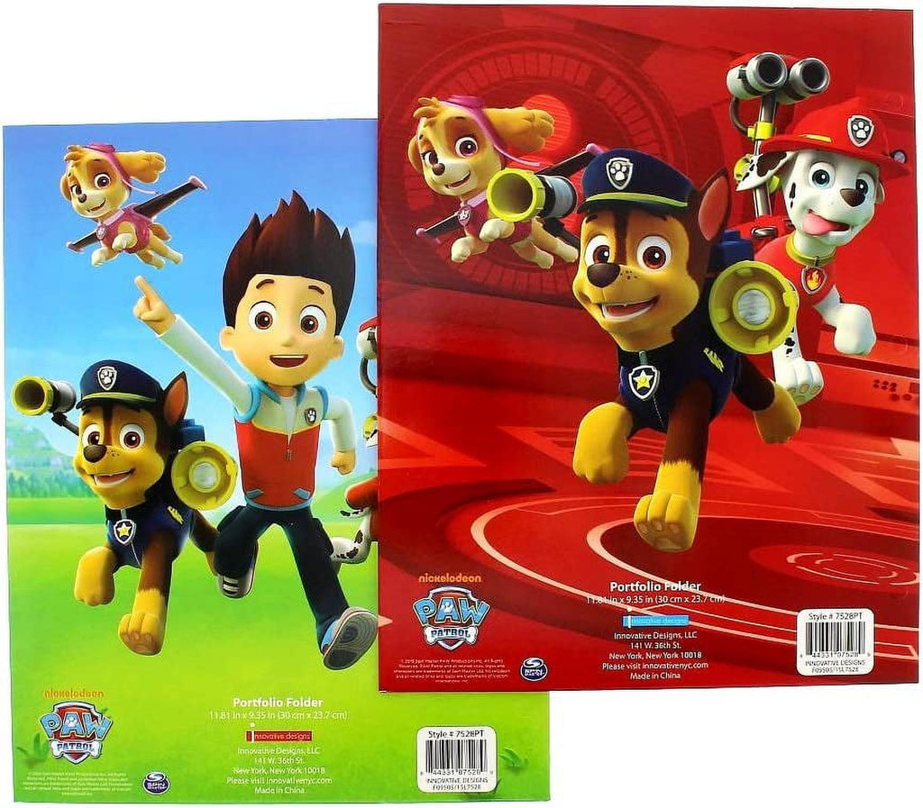 paw patrol portfolio folders with pockets and 3-ring binder holes, 4-pack