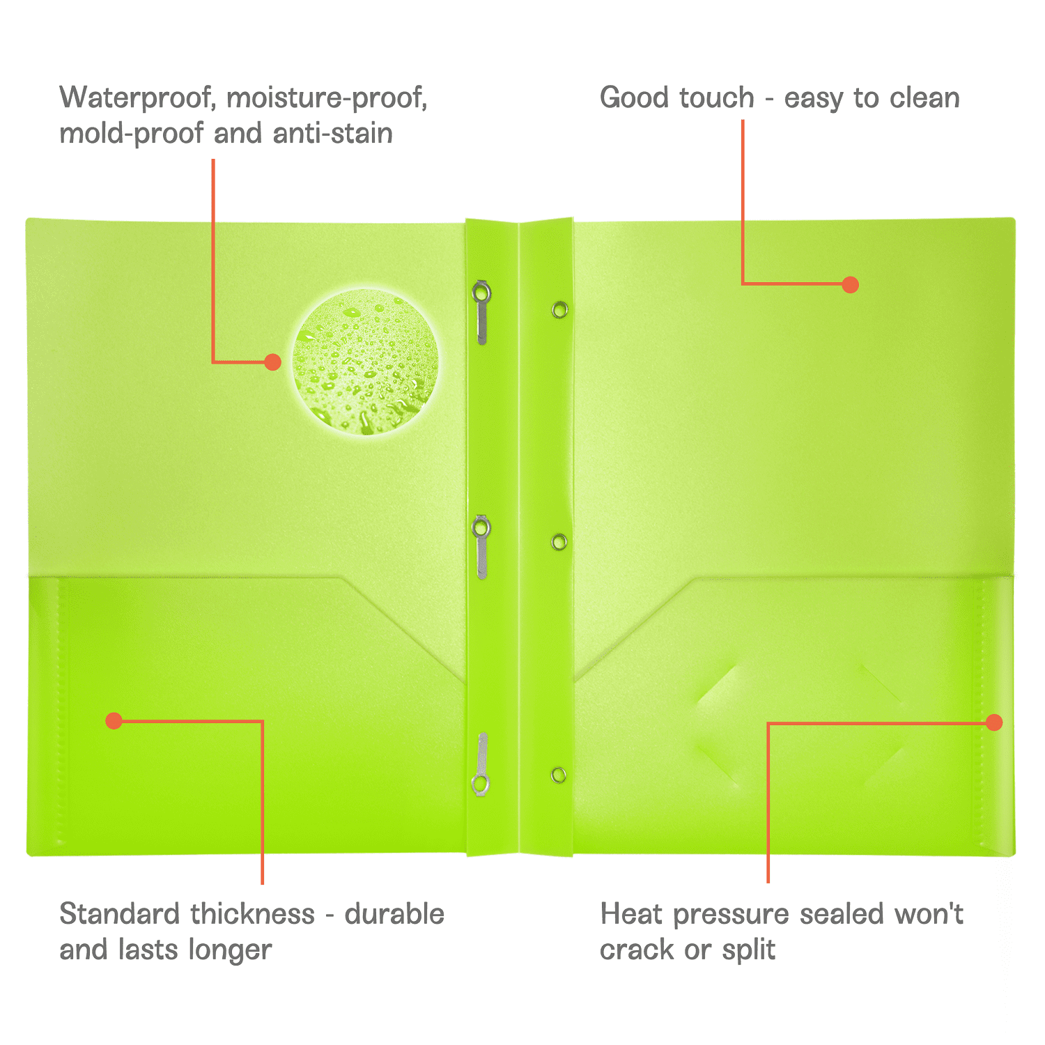 RYWESNIY Plastic Folders with Pockets and Prongs, Plastic School Supplies Folders,Assorted Colors,Letter Size, 8 Pack