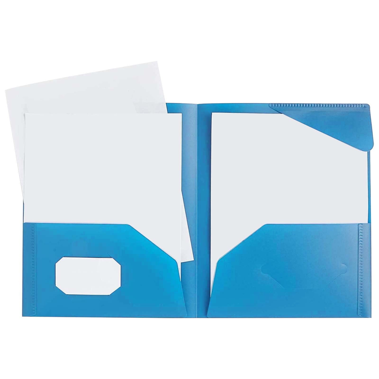 2 Pocket Folders No Prong Folders, Plastic Pocket Folders No Prongs, Heavy Duty Plastic Poly Folders No Prongs for School Office，Colored Letter Size Plastic Folders with Pockets No Brads(Orange)