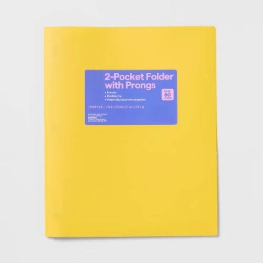2 Pocket Plastic Folder with Prongs