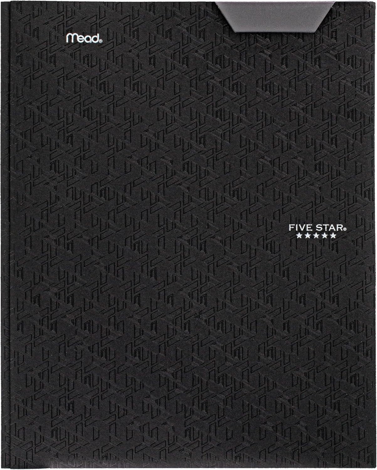 Five Star 2-Pocket Folder, Plastic Folder with Stay-Put Tabs and Prong Fasteners, Holds 8-1/2" x 11" Paper, Fire Red (72109)