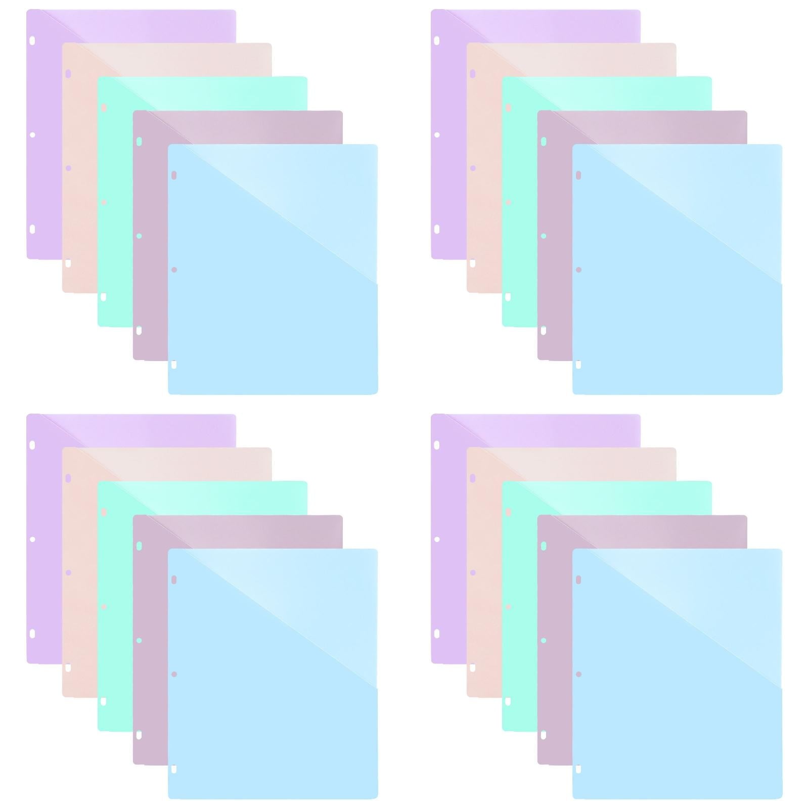 (5pc)Luluganb Binder Folders School Folders Plastic Folders with Pockets and Prongs Colored File Folders Pocket Folder Light Blue One Size