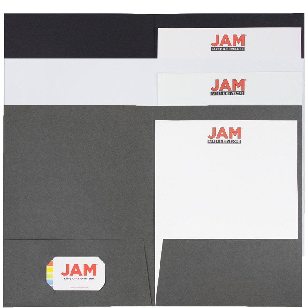 JAM Linen Two Pocket Folders, 6/Pack, Assorted Business Colors