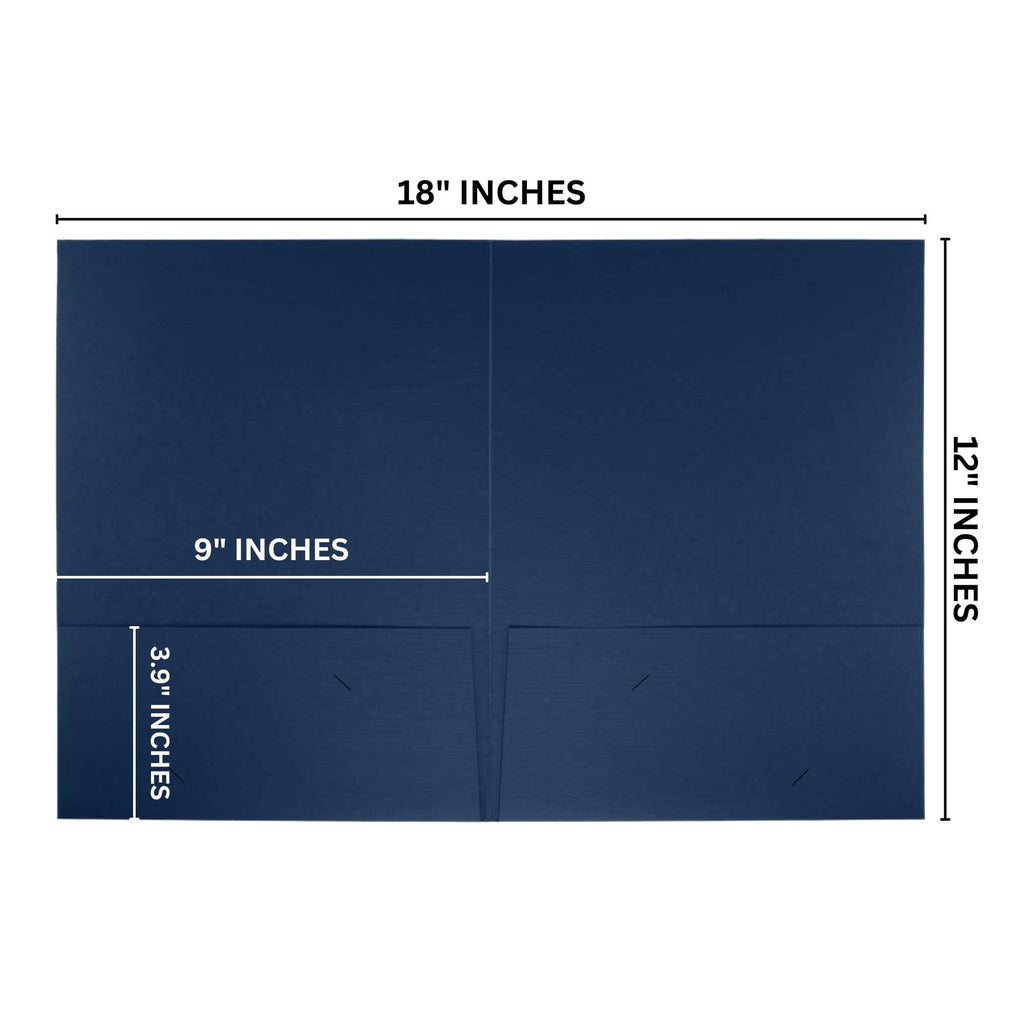 Welcome Packet Folders Dark Blue Linen Full Size with Two Pockets  25 pk 9x12 Gold Foil Membership, Church, Team, New Hire, Visitors Business Card Insert HR Professional