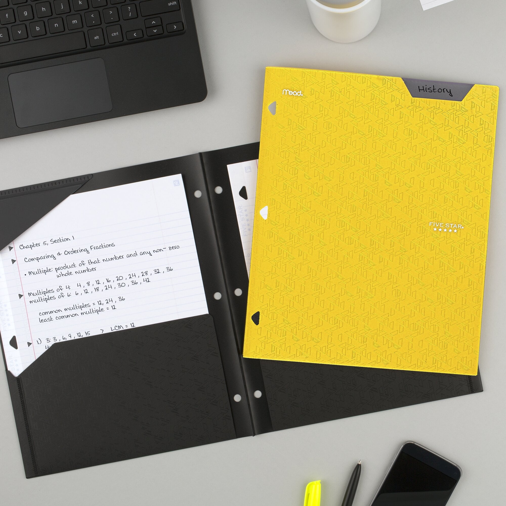 Five Star 2-Pocket Stay-Put Plastic Folder Harvest Yellow - Pocket & Prong