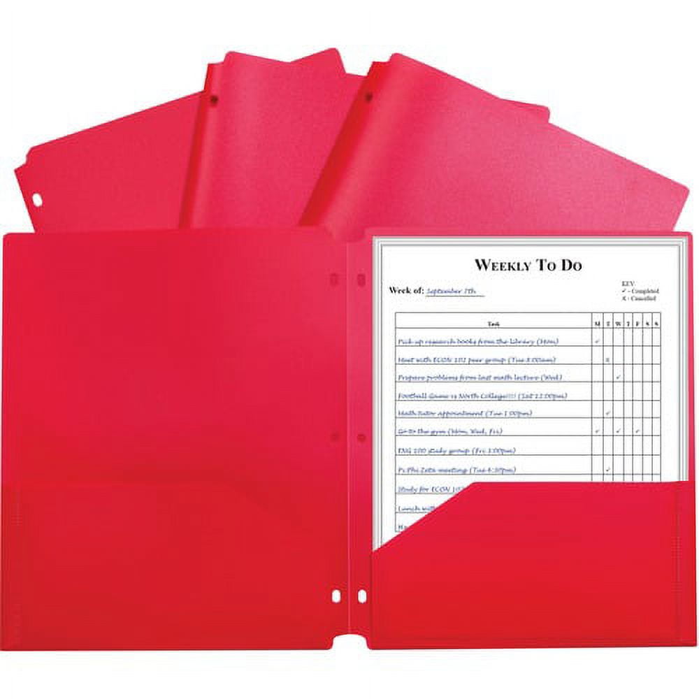 C-Line, CLI33934, 2-pocket Heavyweight Poly Portfolio Pocket, 25 / Box, Red