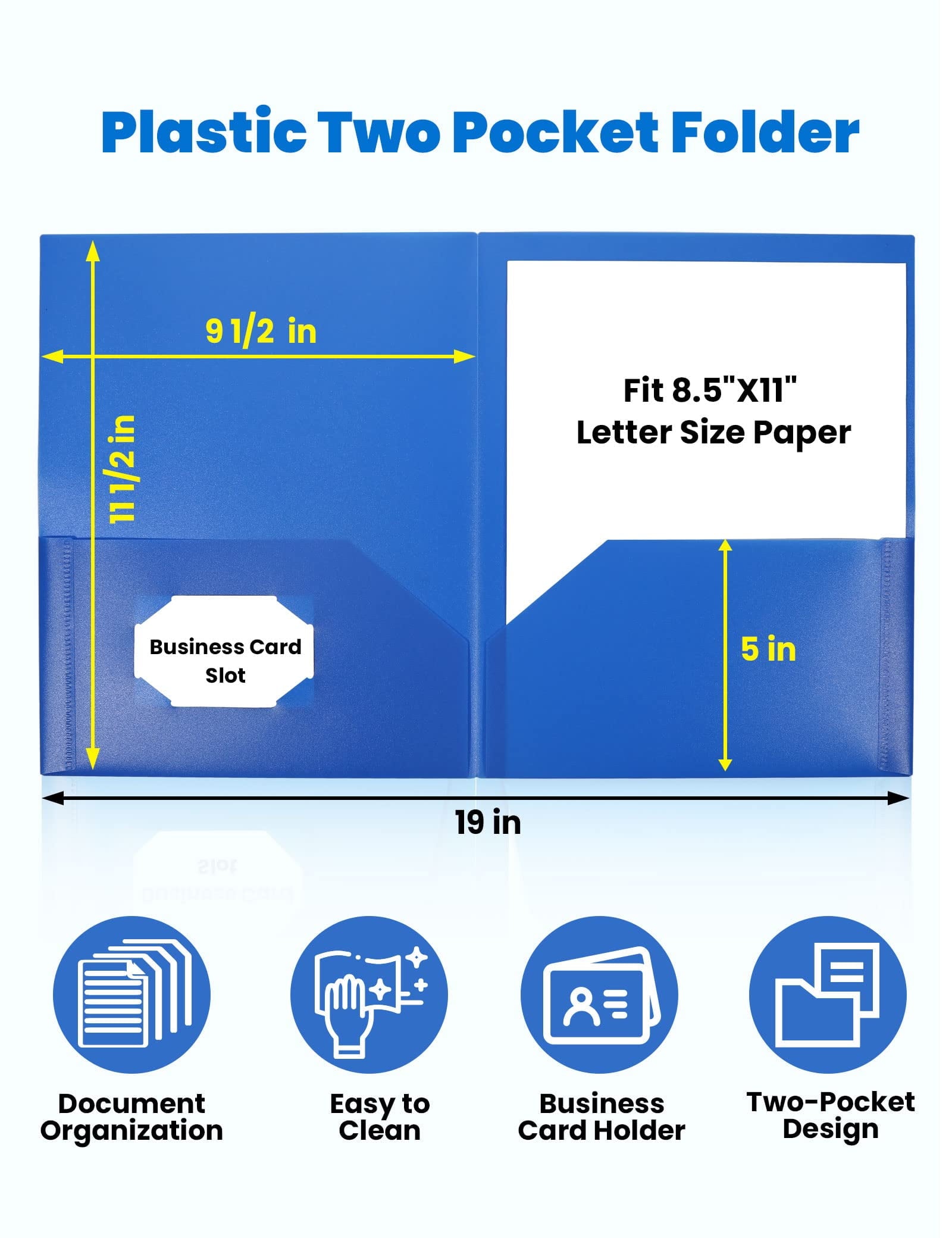 SUNEE Plastic Folders with Pockets, Plastic Work Home Folders,Assorted Colors,Letter Size, 6 Pack