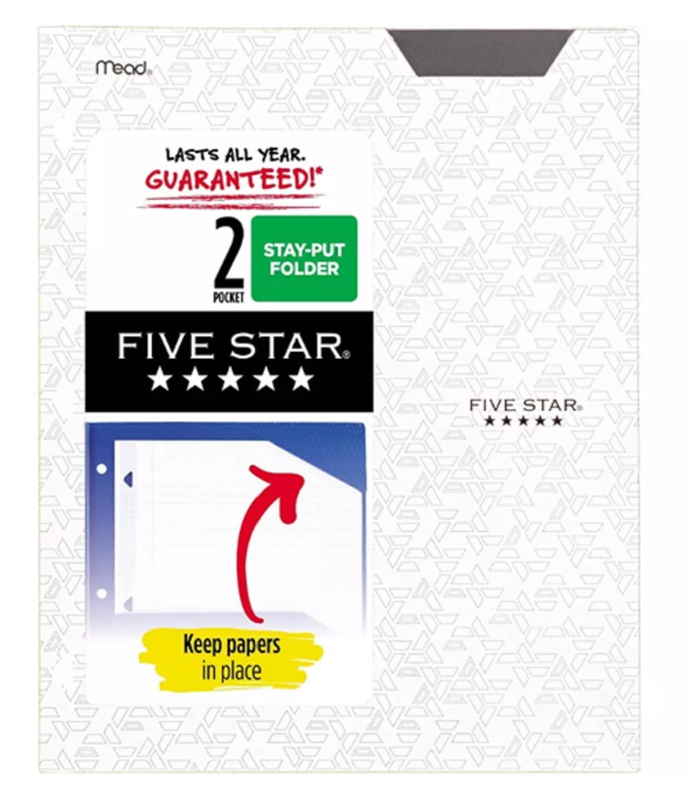 Five Star 2 Pocket Plastic Folder - 3 pack Assorted Colors
