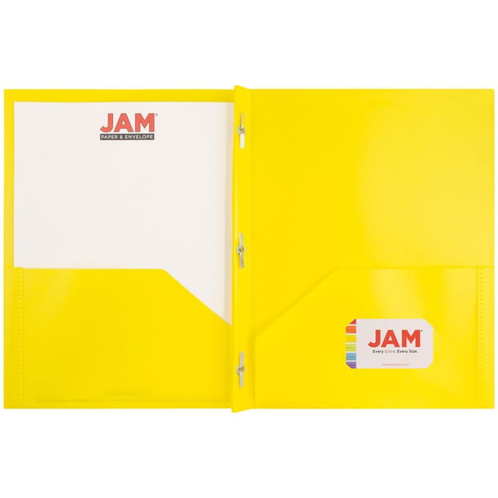 JAM Paper Plastic 2 Pocket POP Folders with Prongs Fastener Clasps, Assorted Fashion Colors, Bulk 48/Pack