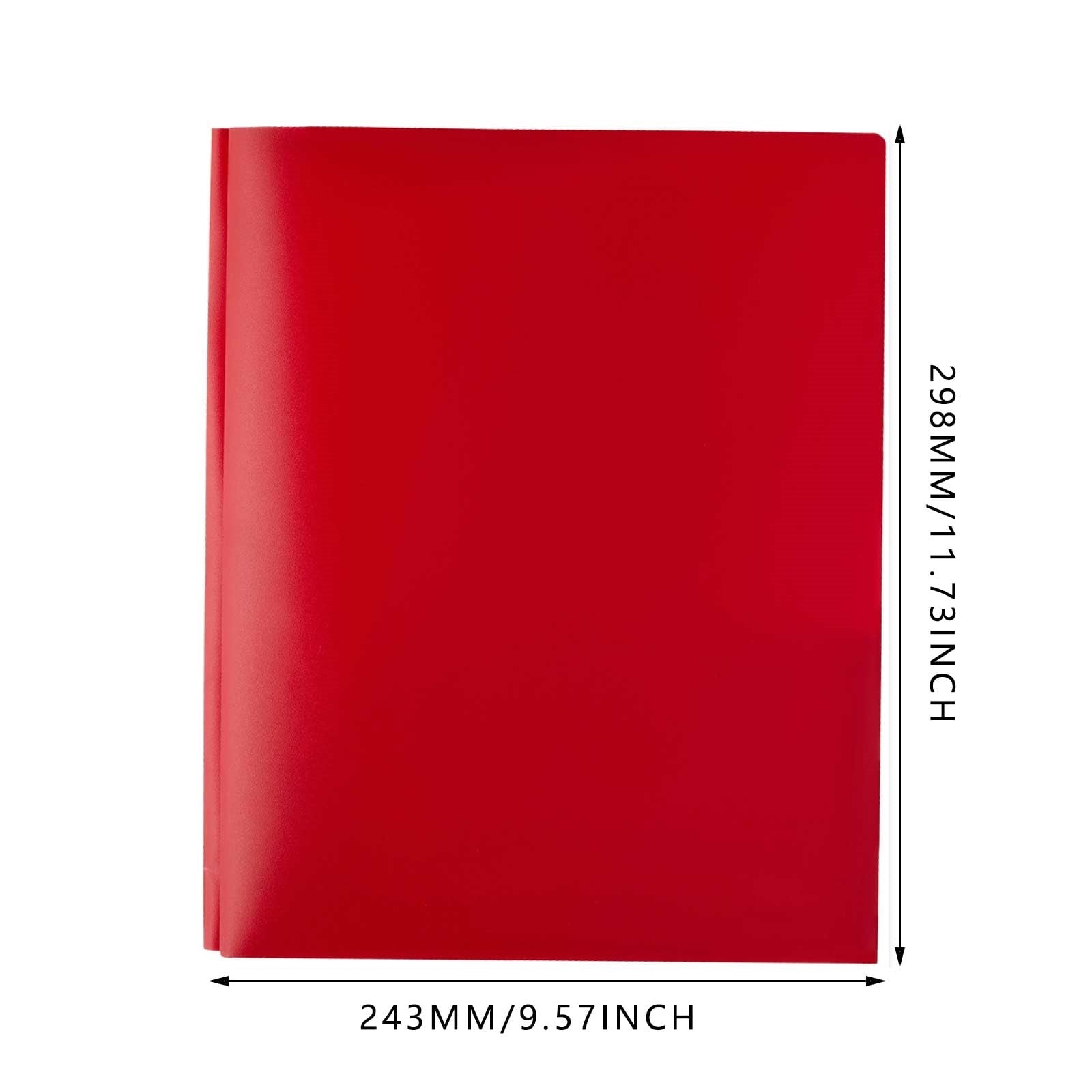 PPKVUFD 2-Pocket 3-Prong Plastic Folder, 1 Pack, Red, 3-Hole Binders with Brads and Pockets, File Folder with Fasteners, Folder with Pockets, Two Pocket Folder(01-Red)