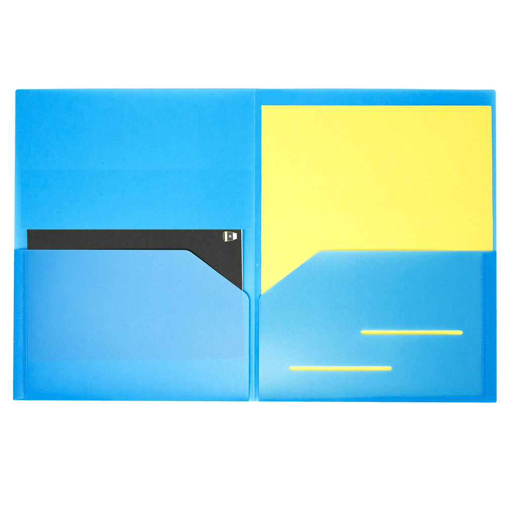Youngever 6 Pack Heavy Duty Plastic Two Pocket Folders, Heavy Duty Plastic 2 Pocket Folder (Coastal Colors)