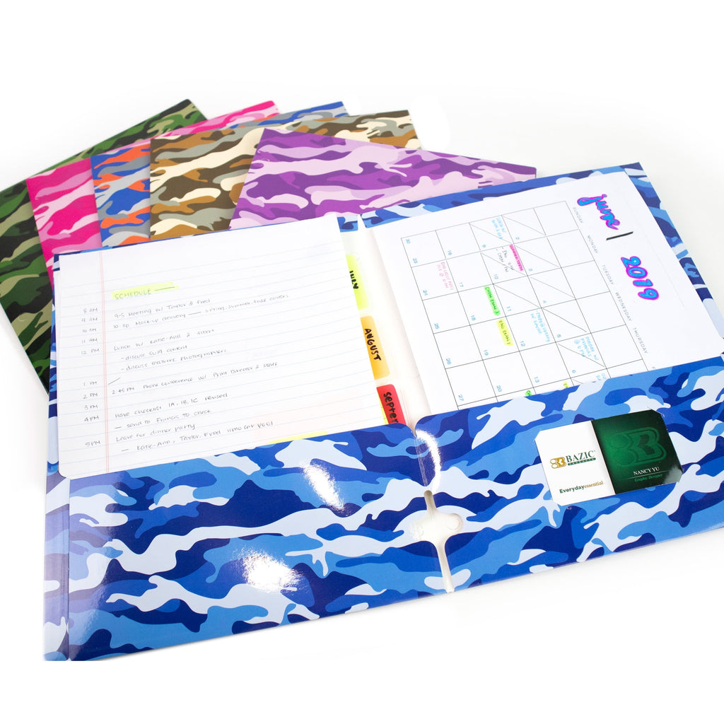 BAZIC 2 Pockets Paper Folder, Camouflage Portfolio, Document Folders, 48-Pack