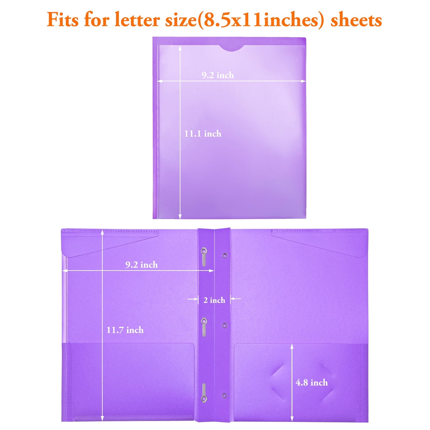 RYWESNIY 3 Prong Pocket Folders with Clear Front Pocket,Heavy Duty Plastic Folders，Assorted Colors,16 Pack