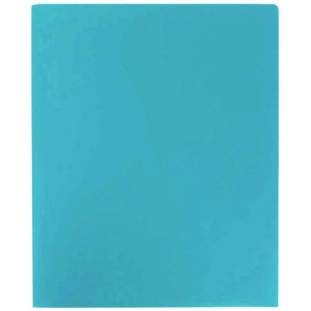 JAM Paper Heavy Duty Plastic 2 Pocket School Folders, Teal Blue, 3/Pack