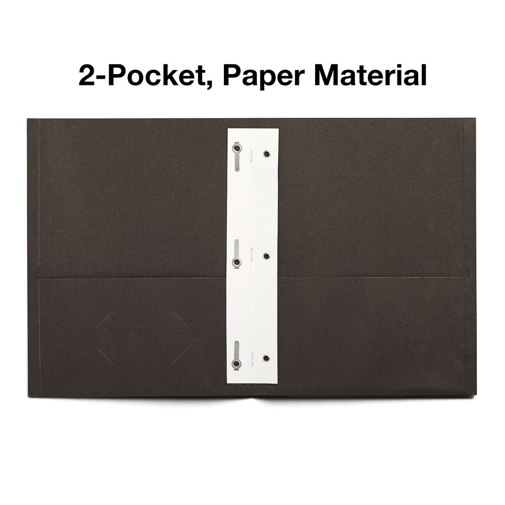 Staples 10% Recycled Smooth 2-Pocket Paper Presentation Folder with Fasteners Black 10/Pack