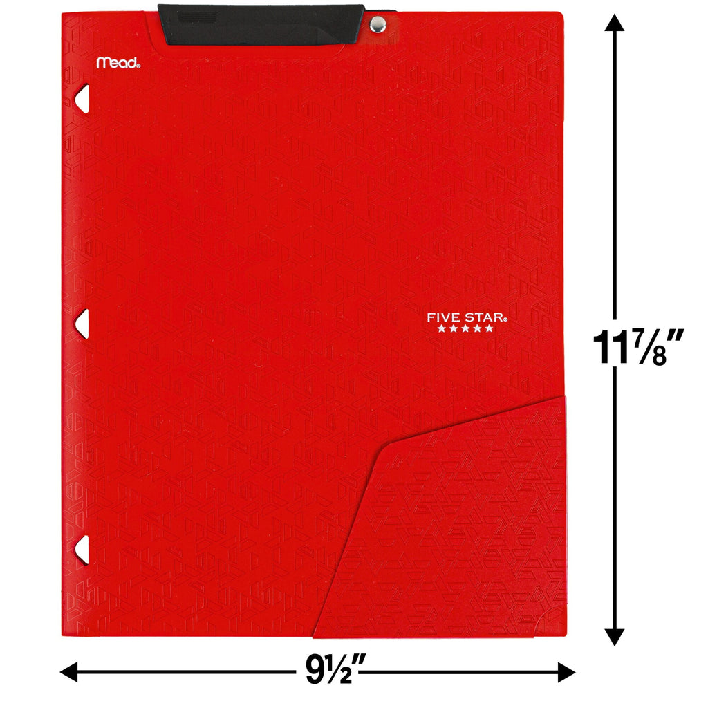 Five Star Clip N Store 2-Pocket Folder Fire Red - Pocket Folders