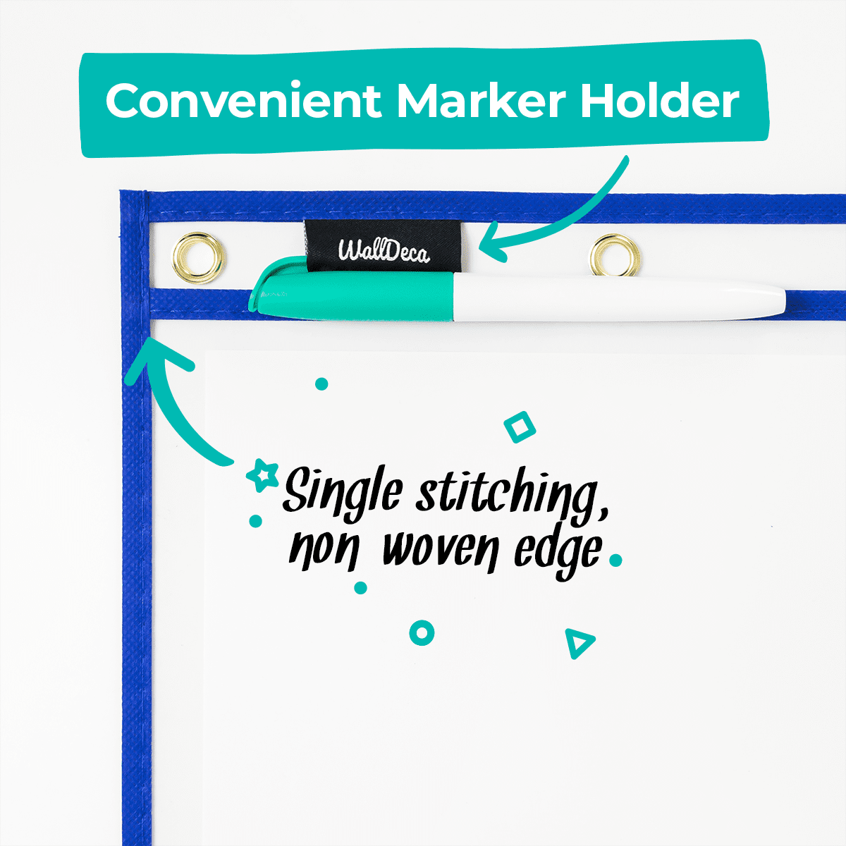 WallDeca Dry Erase Pocket Sleeves Assorted Colors , 9.3" x 13", Fits Full Pages, 5 Colors (25-Pack)