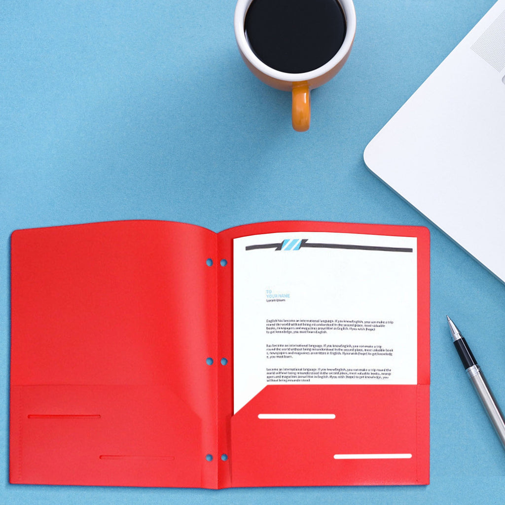 Holloyiver Heavy Duty Plastic 3 Hole Punch Pocket Folders,Plastic Folders with Pockets,Letter Size File Folders Durability, Folders with Pockets for Documents Office